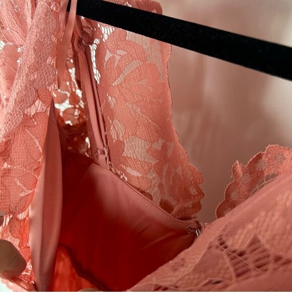 NWT-Le Chateau, Women’s Formal Scallop Lace Fit & Flare Mini Dress-Peach. Size:S - Picture 11 of 15
